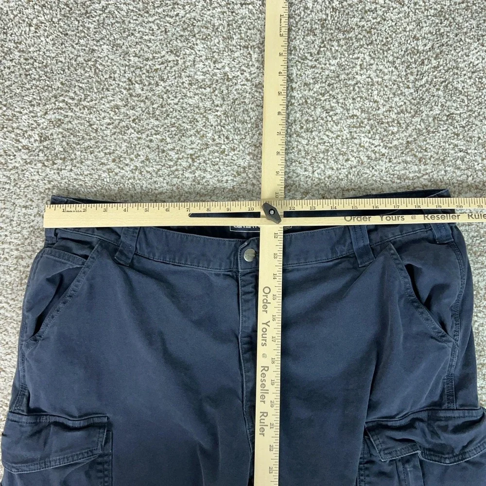 Carhartt Pants Mens 42x32 Blue Rugged Flex Canvas Cargo Workwear Relaxed Fit